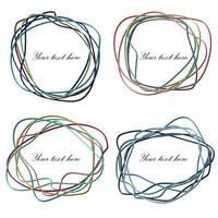 Set of Multicolored Hand Drawn Scribble in Elliptical Form. Abstract vector banners and design elements.