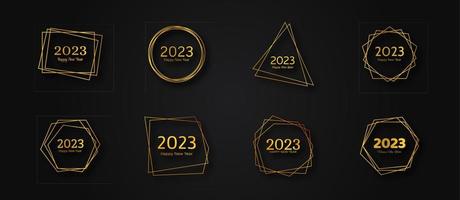 2023 Happy New Year gold geometric polygonal background vector