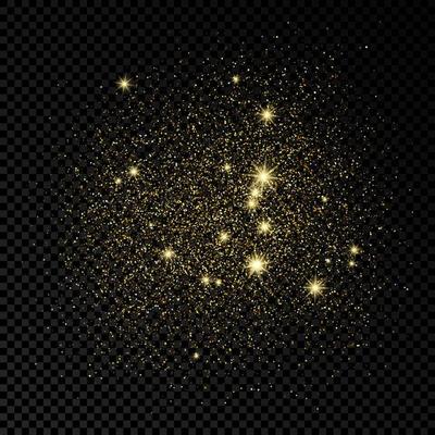 Golden glittering backdrop on a dark transparent background. Background with gold glitter effect and empty space for your text. Vector illustration