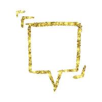 Gold glitter sketch speech bubble. Hand drawn blank Speech Bubble. Dialog empty cloud on white background. Vector illustration.