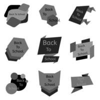 Set of nine grey back to school badges. School labels and icons collection. Vector illustration.