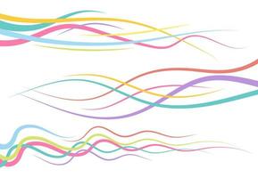 Set of abstract color curved lines. Wave design element. Vector illustration.