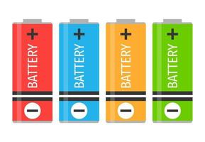 A set of four colorful batteries. Vector illustration