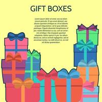 fondo con cajas de regalo de colores. ilustración vectorial vector