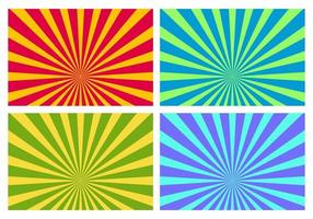 Colorful Radial Sun Rays Retro Vector Background Element Set