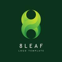 Creative 8 leaf Logo. Minimalist gradient logo design. Isolated green background
