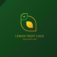 logotipo de limón de fruta creativa. diseño de logotipo minimalista de lujo. fondo verde aislado vector