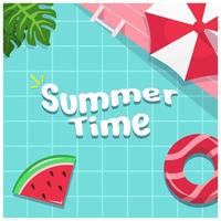 Colorful Summer banner background with pool party vector