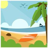 Sea beach cartoon style background vector. Sunny day. vector