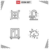 Line Pack of 4 Universal Symbols of arrow window signs plumbing lightning Editable Vector Design Elements