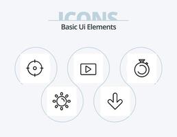 diseño de iconos del paquete de iconos de línea de elementos básicos de la interfaz de usuario 5. ligero. apuntar. flecha. objetivo. arquero vector