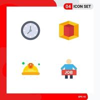 4 Universal Flat Icons Set for Web and Mobile Applications clock labor watch tool safety Editable Vector Design Elements