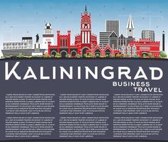 Kaliningrad Russia City Skyline with Color Buildings, Blue Sky and Copy Space. vector