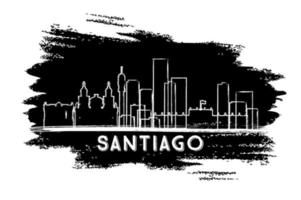 Santiago Chile City Skyline Silhouette. Hand Drawn Sketch. vector