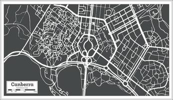 mapa de la ciudad de canberra australia en estilo retro. esquema del mapa. vector