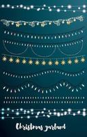 Christmas String Lights Set. New Year Neon Garland. vector