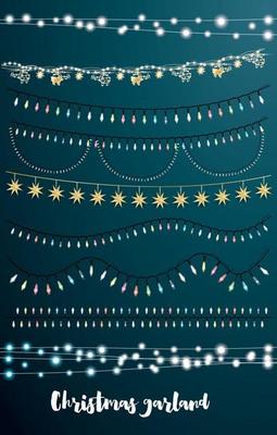 Christmas String Lights Set. New Year Neon Garland.