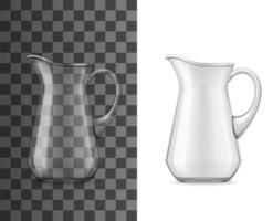 Water glass jug, realistic 3d mockup vector