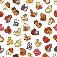 Nuts and beans seamless pattern, vector background