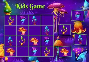 Sudoku kids game with magic mushrooms in forest vector