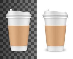 Realistic vector coffee cup, tea plastic 3D mockup