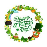 Patricks Day Irish green hat, shamrock, gold vector