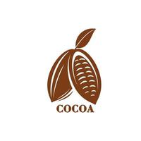 Cacao bean, cocoa graphic icon, symbol or emblem vector