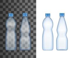 Plastic bottle, drink package realistic mockup vector