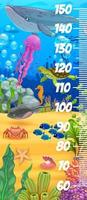 Kids height chart cartoon underwater landscape vector