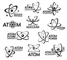 átomo, física nuclear y tecnología molecular vector