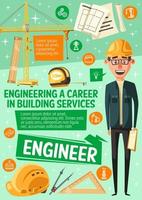 House construction service, building engineer vector