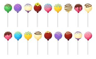 cake pop, coloridas galletas dulces en palos vector