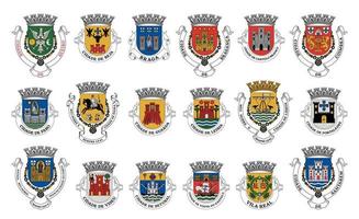 Portugal coat of arms, Portuguese heraldic emblems vector