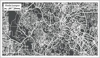 Kuala Lumpur Malaysia City Map in Retro Style. Outline Map.