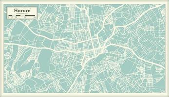 Harare Zimbabwe City Map in Retro Style. Outline Map. vector