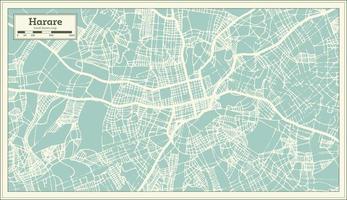 mapa de la ciudad de harare zimbabwe en estilo retro. esquema del mapa. vector