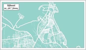 Djibouti City Map in Retro Style. Outline Map. vector