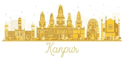 silueta dorada del horizonte de la ciudad de kanpur india. vector