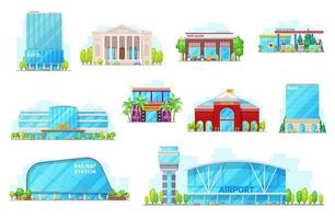 Commercial and urban buildings icons vector