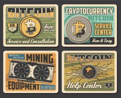 Cryptocurrency commerce service, bitcoin mining vector