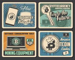 Bitcoin mining. Cryptocurrency and digital money vector