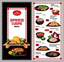 Japanese cuisine suhsi and noodle bento dish menu vector