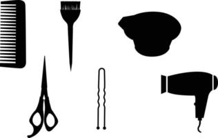 hairdresser tools silhouette vector