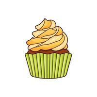 Muffin, vector illustration with cream