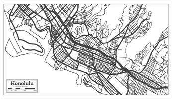 Honolulu USA City Map in Retro Style. Outline Map. vector