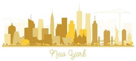silueta dorada del horizonte de la ciudad de nueva york, ee.uu. vector