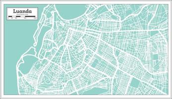 mapa de la ciudad de luanda angola en estilo retro. esquema del mapa. vector