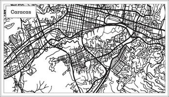 mapa de la ciudad de caracas venezuela en color blanco y negro. vector