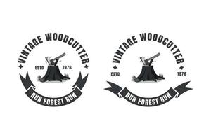 Vintage Woodcutter Logo Design. Lumberjack Logo Design. vector