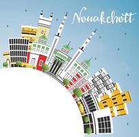 el horizonte de la ciudad de nouakchott, mauritania, con edificios de color, cielo azul y espacio para copiar. vector